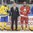 MAGNITOGORSK, RUSSIA - APRIL 21: Sweden's David Gustafsson #13 and Belarus's Vladislav Koliachonok #5 are presented with the player of the game awards following a team Sweden 4-3 win during preliminary round action at the 2018 IIHF Ice Hockey U18 World Championship. (Photo by Steve Kingsman/HHOF-IIHF Images)


